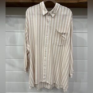 Old Navy Beige and White Striped Men's Shirt